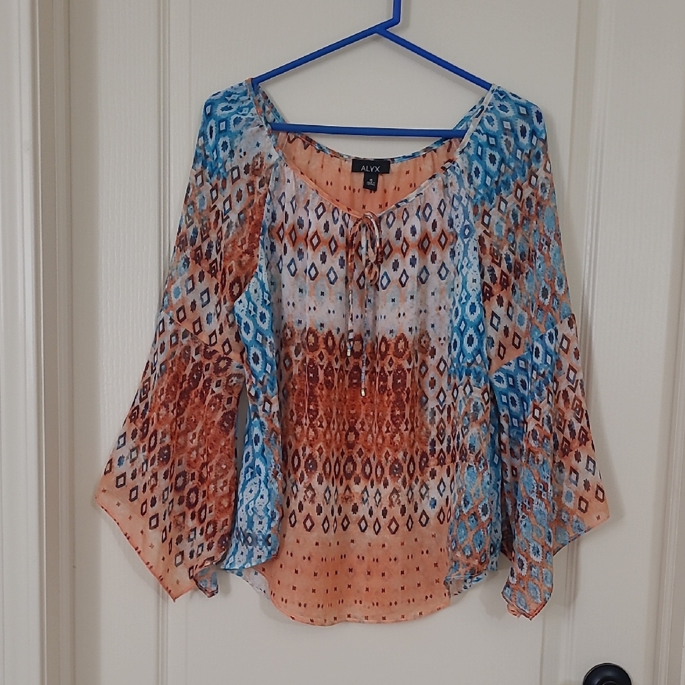 ALYX Women's Boho Multicolor Patterned Blouse Size M